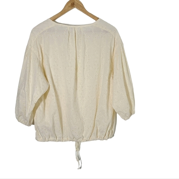 FREE PEOPLE Stars Align Long Sleeve Button Down Cotton Eyelet Top Size M - Picture 10 of 16